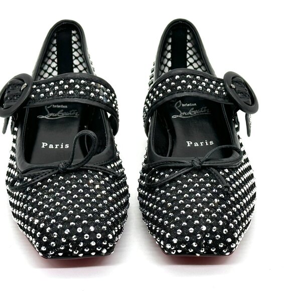 Christian Louboutin MAMASTRAPITINA Strass Crystal Mesh Ballerina Flat Shoes - Picture 10 of 16